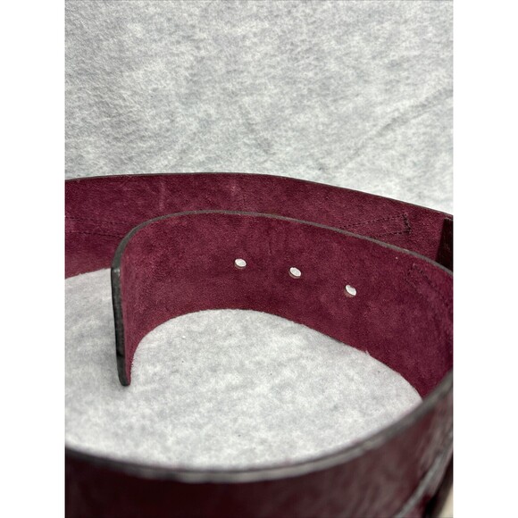 Gail Labelle Belt Vtg 80s Wide Burgundy Textured‎ Art to Wear Silver France Boho main image 4